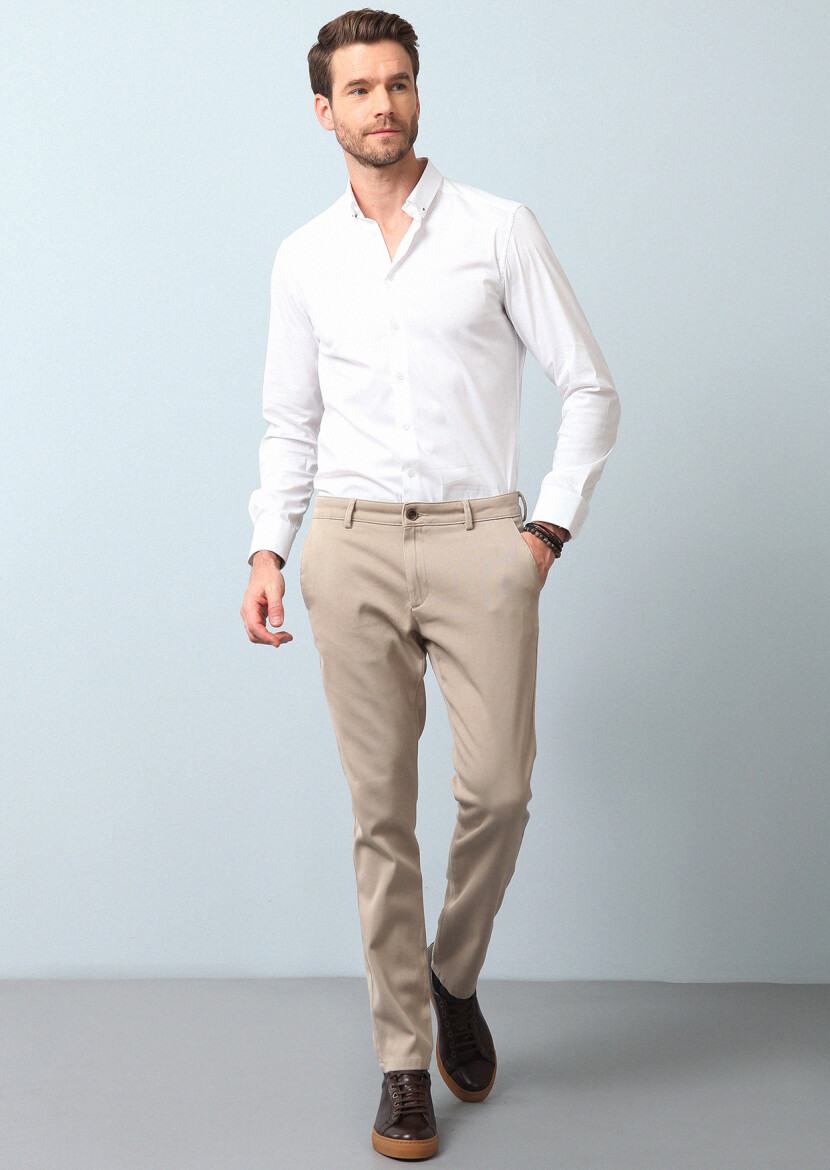 Deve Tüyü Düz Dokuma Regular Fit Casual %100 Pamuk Pantolon - 1