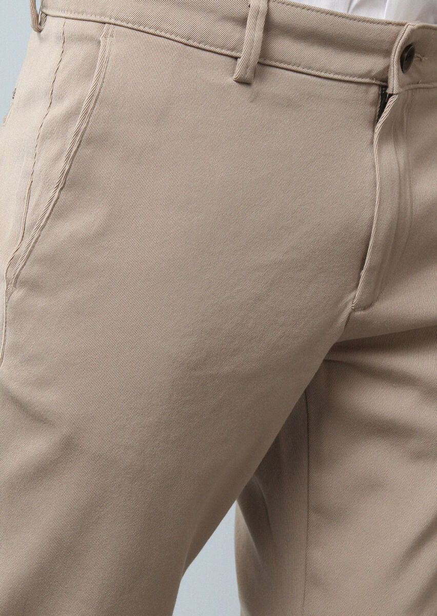 Deve Tüyü Düz Dokuma Regular Fit Casual %100 Pamuk Pantolon - 3