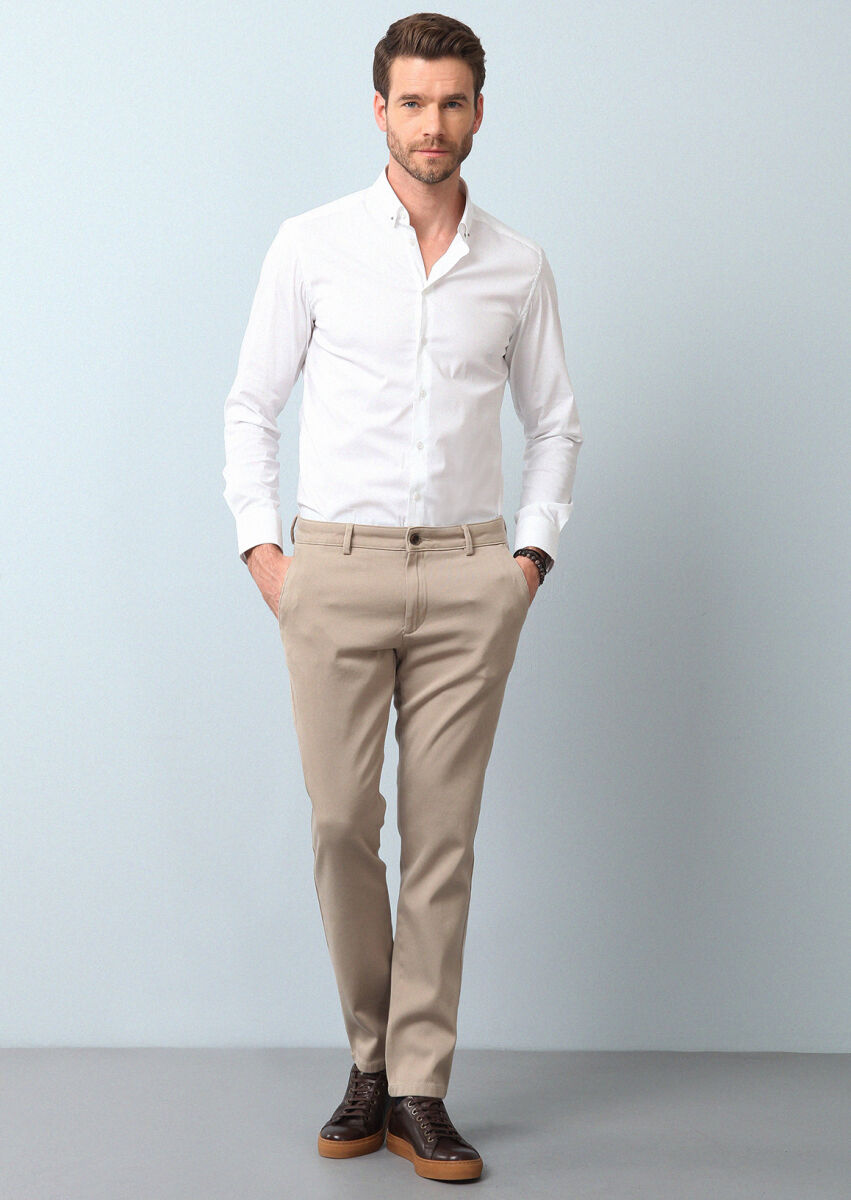 Deve Tüyü Düz Dokuma Regular Fit Casual %100 Pamuk Pantolon - 4