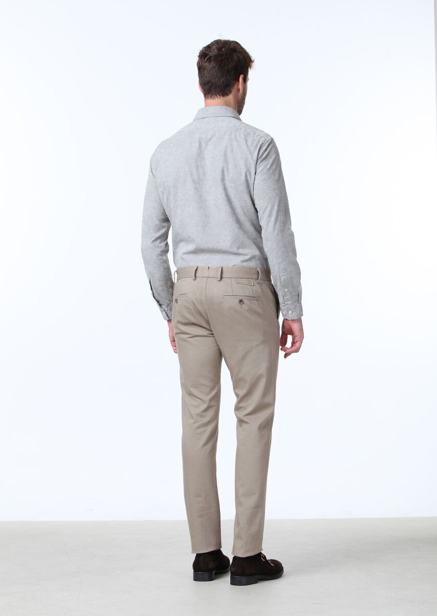 Deve Tüyü Düz Dokuma Regular Fit Casual Pamuk Karışımlı Pantolon - 3
