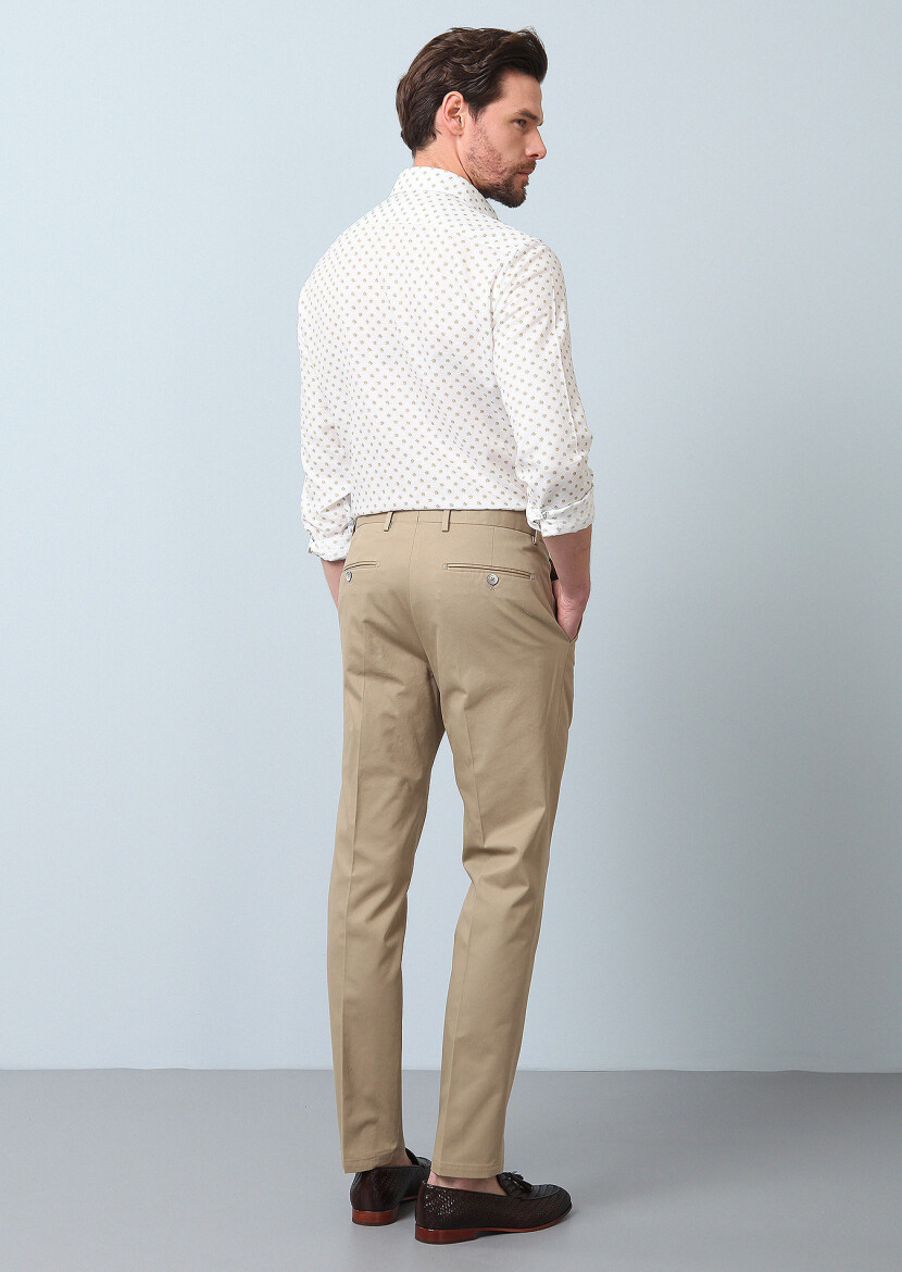 Deve Tüyü Düz Dokuma Regular Fit Smart Casual Pamuk Karışımlı Pantolon - 3