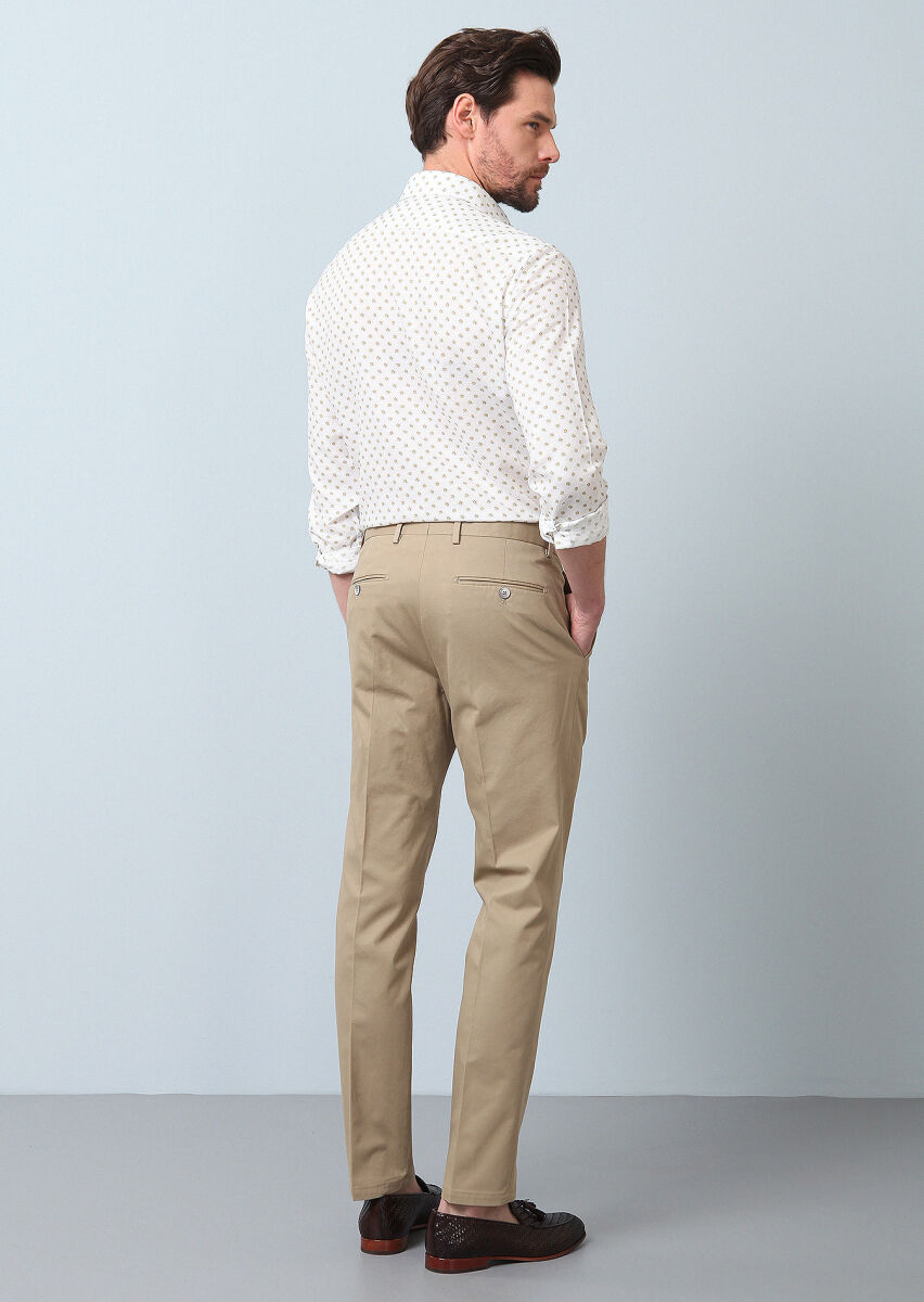 Deve Tüyü Düz Dokuma Regular Fit Smart Casual Pamuk Karışımlı Pantolon - 3
