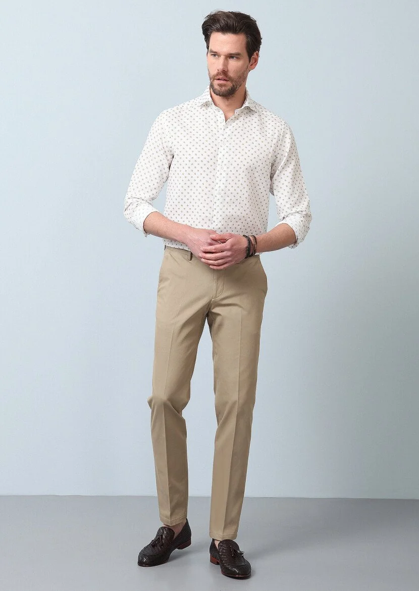 Deve Tüyü Düz Dokuma Regular Fit Smart Casual Pamuk Karışımlı Pantolon - 2
