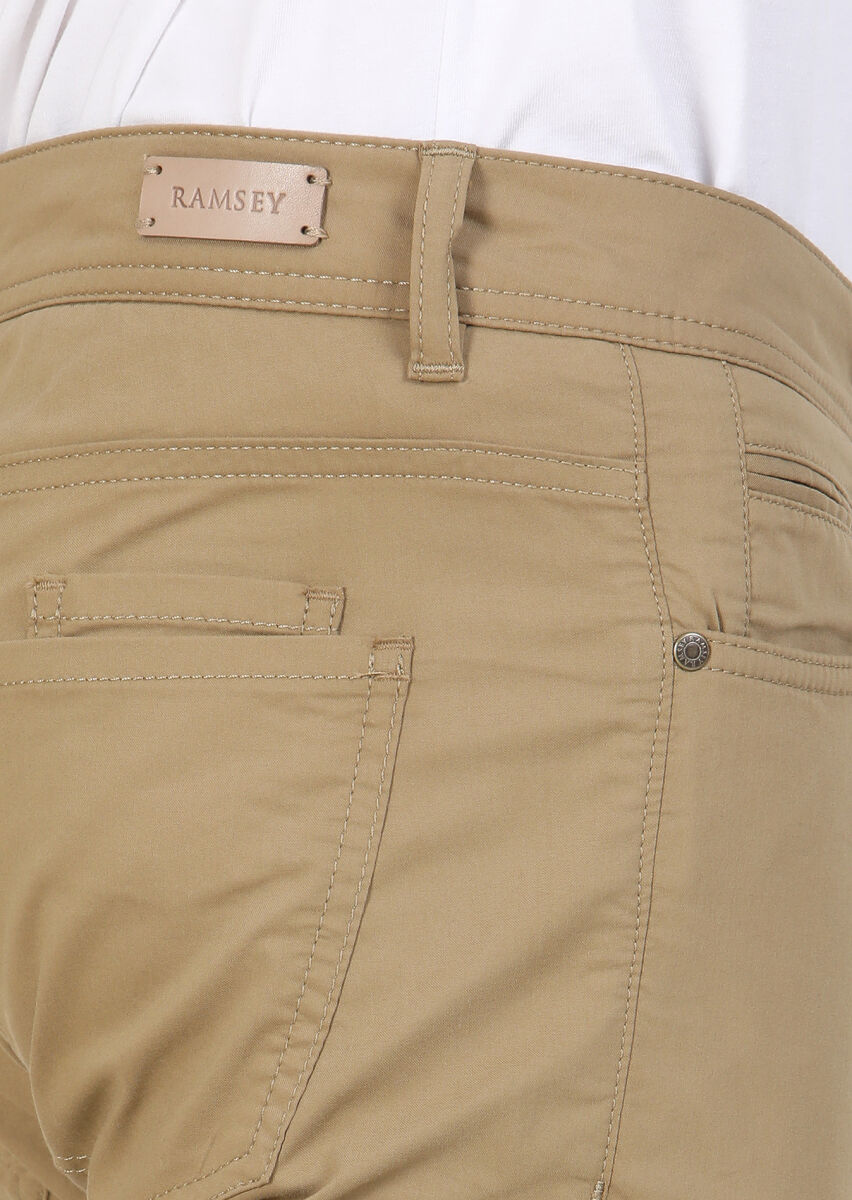 Deve Tüyü Düz Dokuma Slim Fit Casual Pamuk Karışımlı Pantolon - 3