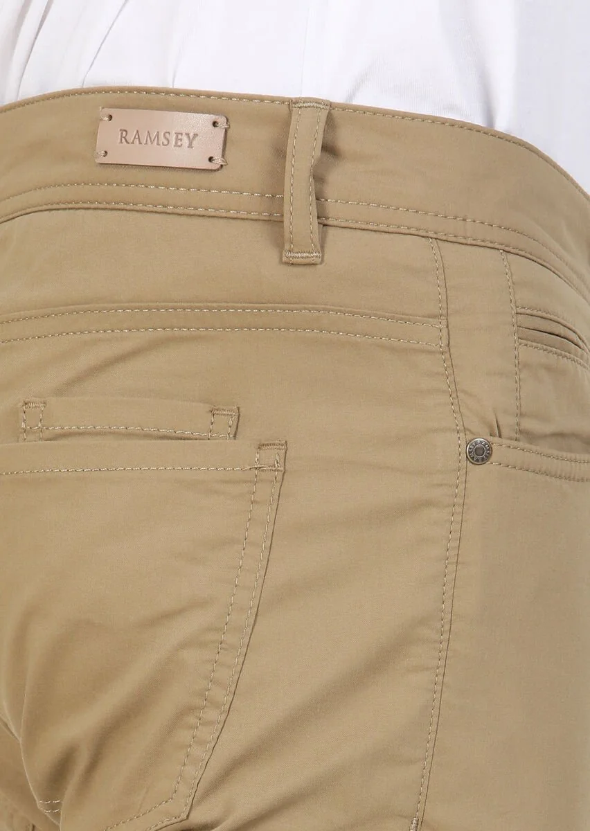 Deve Tüyü Düz Dokuma Slim Fit Casual Pamuk Karışımlı Pantolon - 4