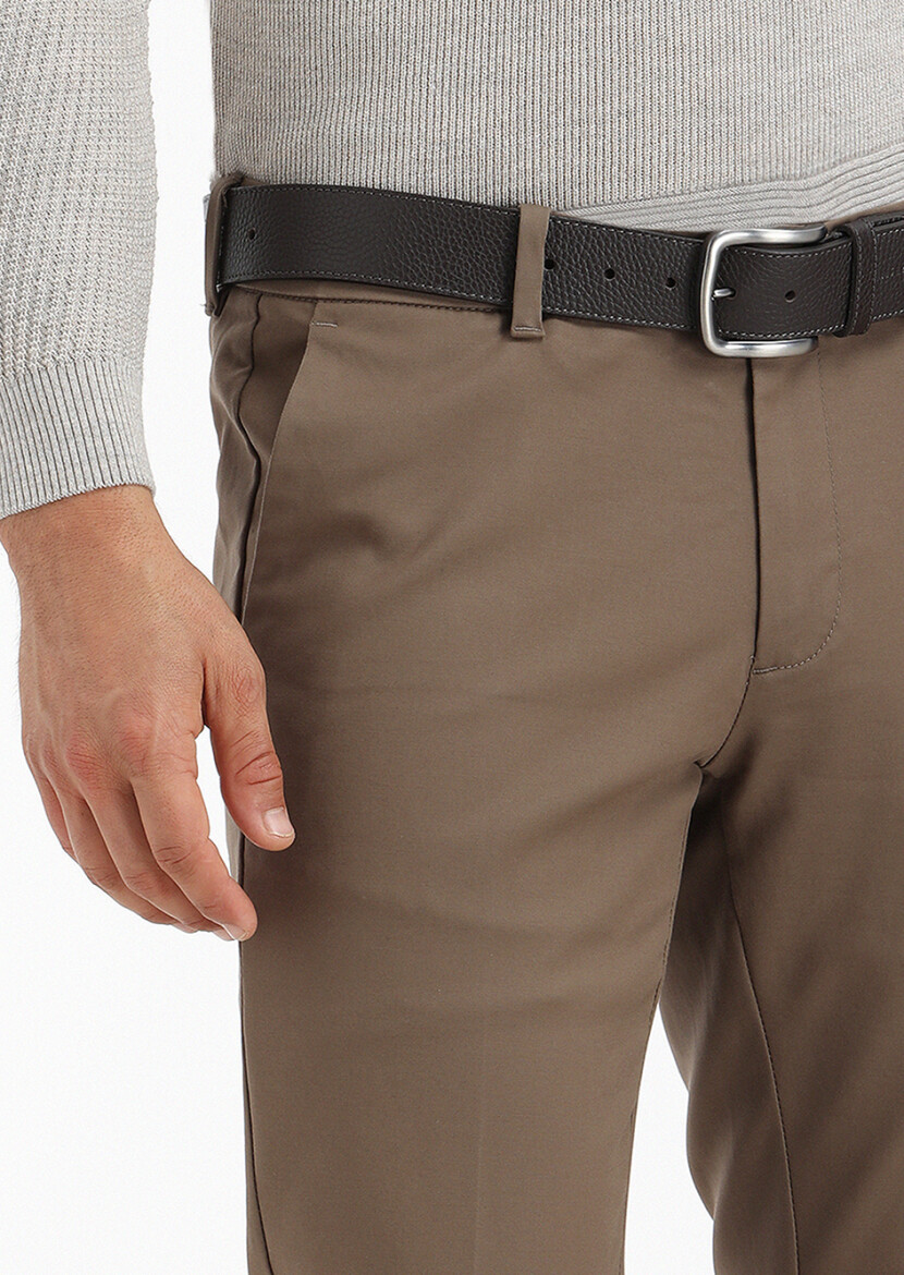 Deve Tüyü Düz Dokuma Slim Fit Casual Pantolon - 3