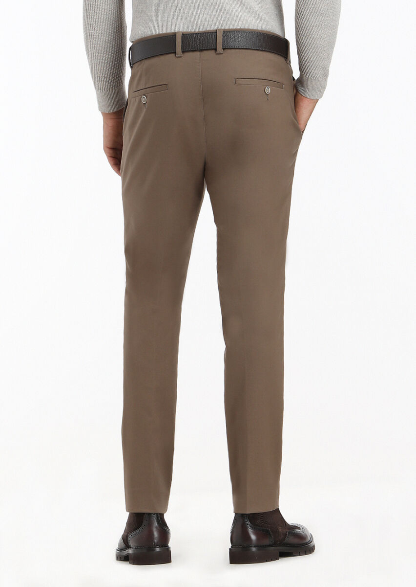 Deve Tüyü Düz Dokuma Slim Fit Casual Pantolon - 4