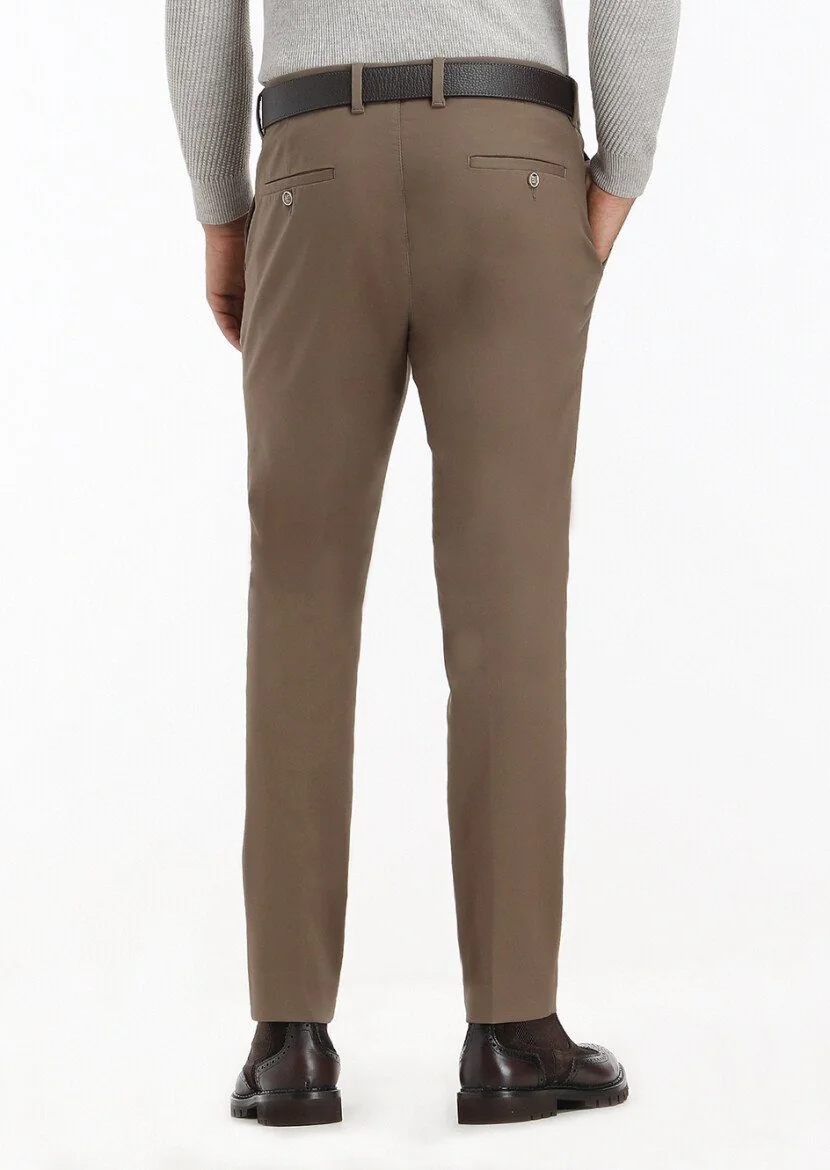 Deve Tüyü Düz Dokuma Slim Fit Casual Pantolon - 4