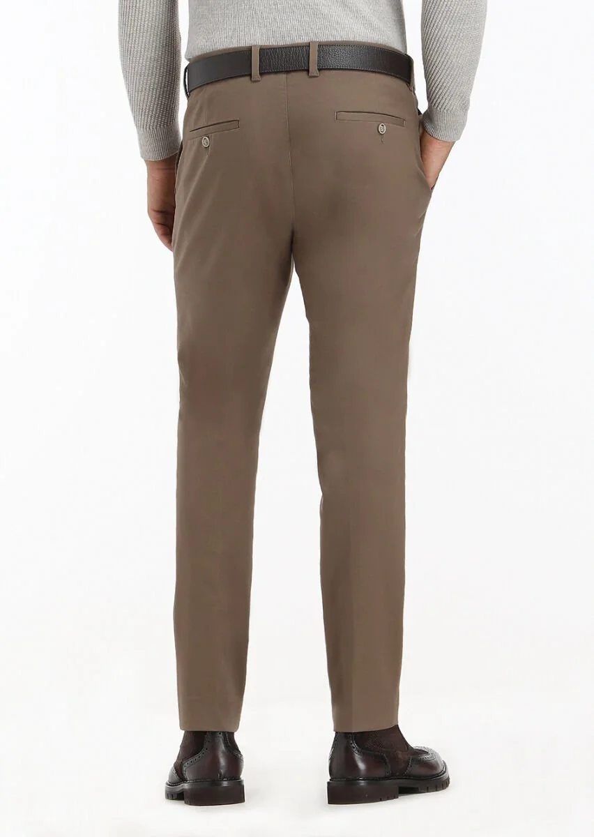 Deve Tüyü Düz Dokuma Slim Fit Casual Pantolon - 4
