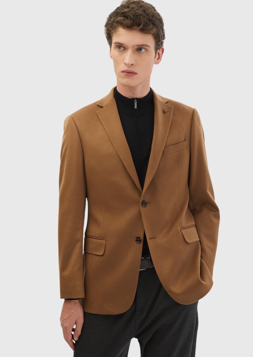 Deve Tüyü Düz Regular Fit %100 Kaşmir Ceket - RAMSEY