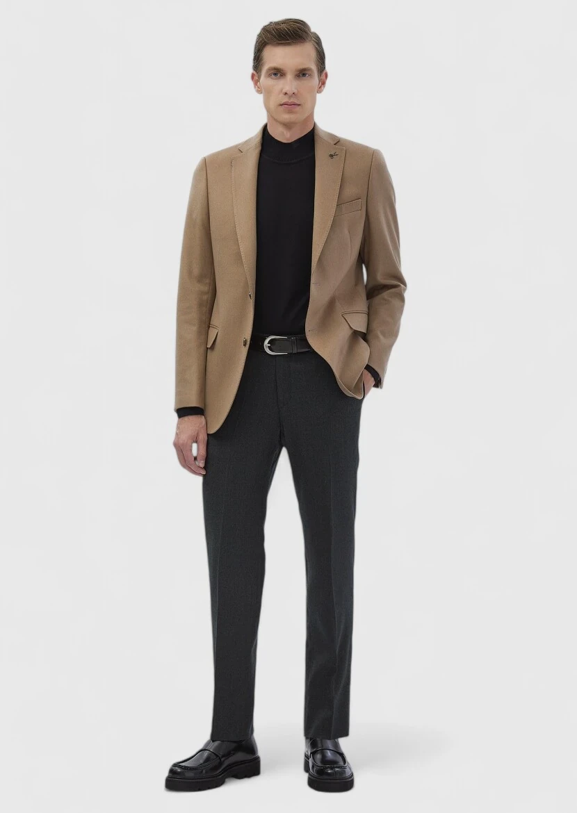 Deve Tüyü Düz Regular Fit %100 Kaşmir Ceket - RAMSEY