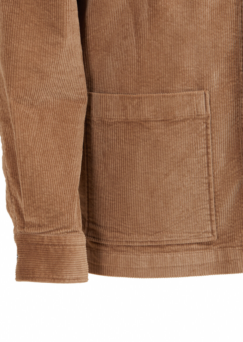 Deve Tüyü Fitilli Regular Fit Uzun Dokuma Kadife Pamuk Karışımlı Overshırt - 3