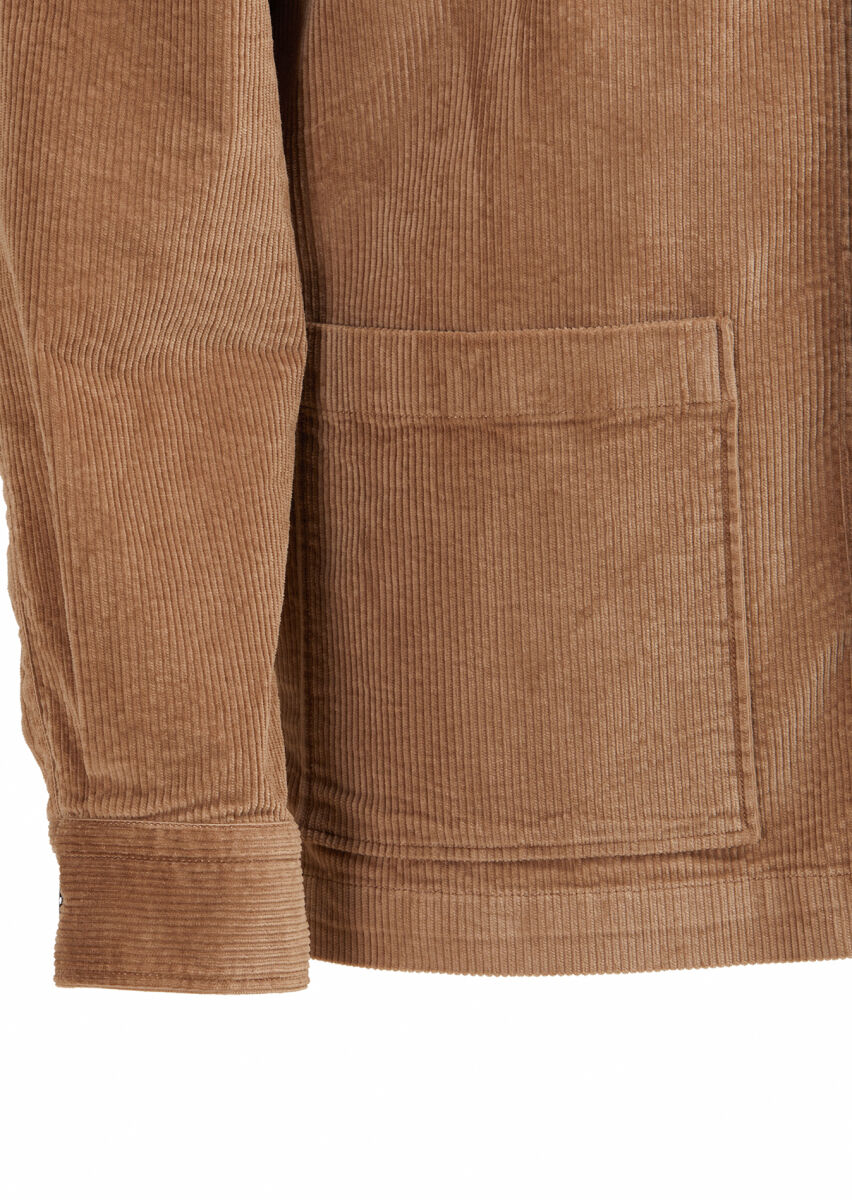 Deve Tüyü Fitilli Regular Fit Uzun Dokuma Kadife Pamuk Karışımlı Overshırt - 3