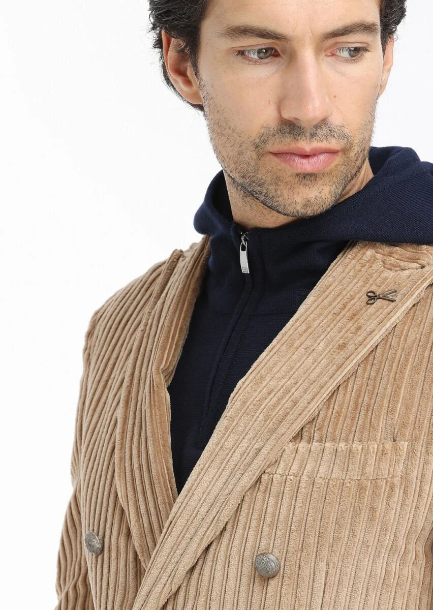 Deve Tüyü Fitilli Shirt Shoulder Slim Fit %100 Pamuk Ceket - 5