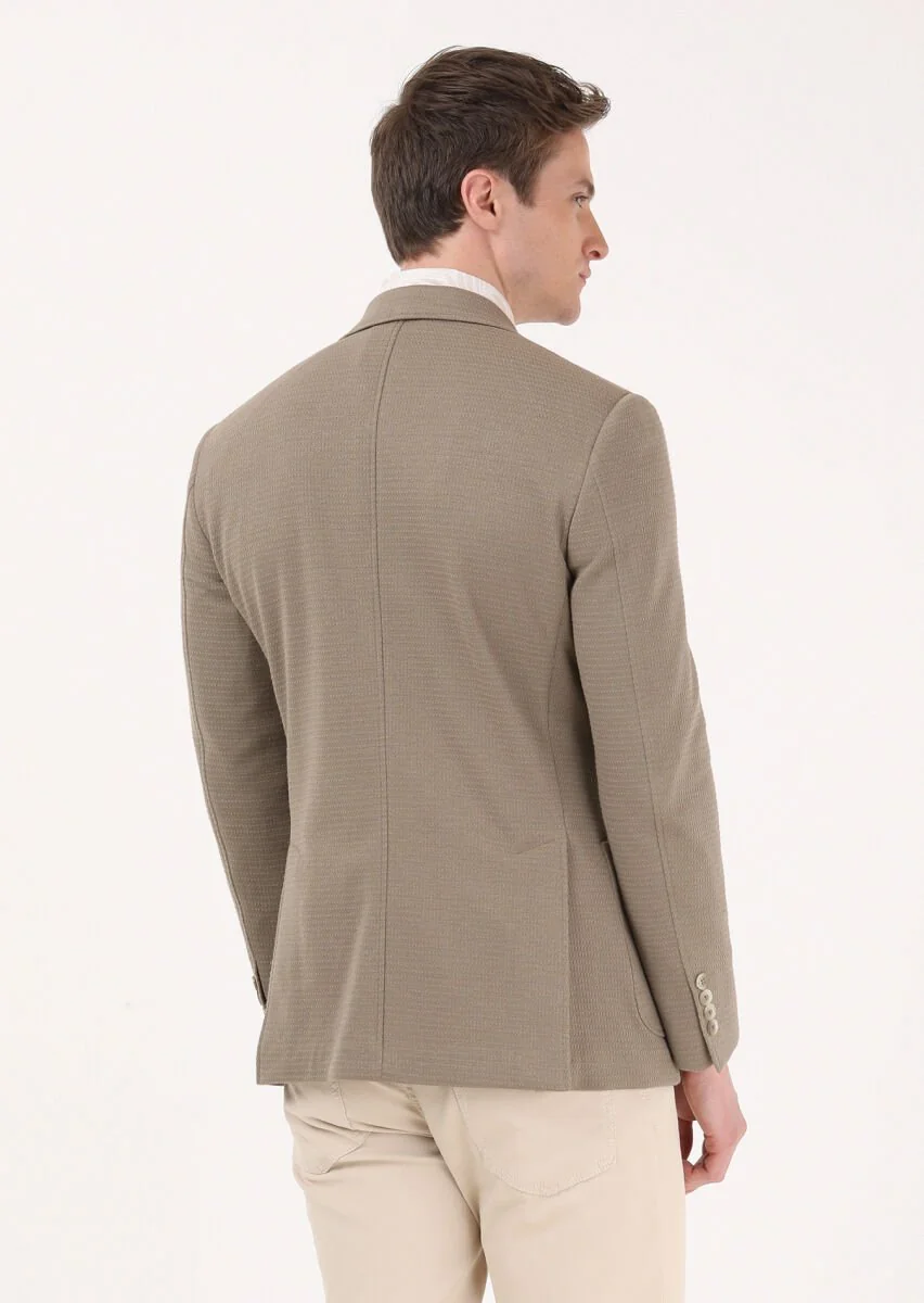 Deve Tüyü Mikro Zeroweight Slim Fit Pamuk Karışımlı Örme Ceket - 4