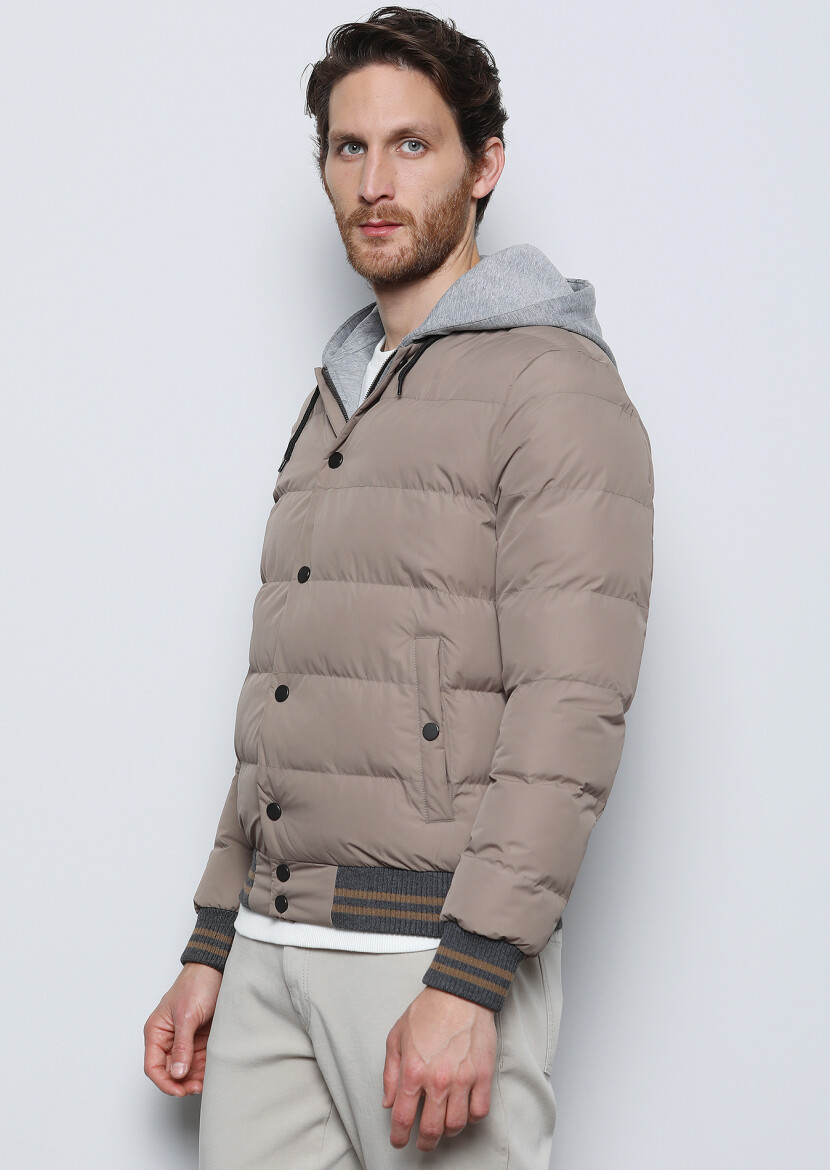 Deve Tüyü Regular Fit Dik Yaka Casual Dokuma Mont - 4