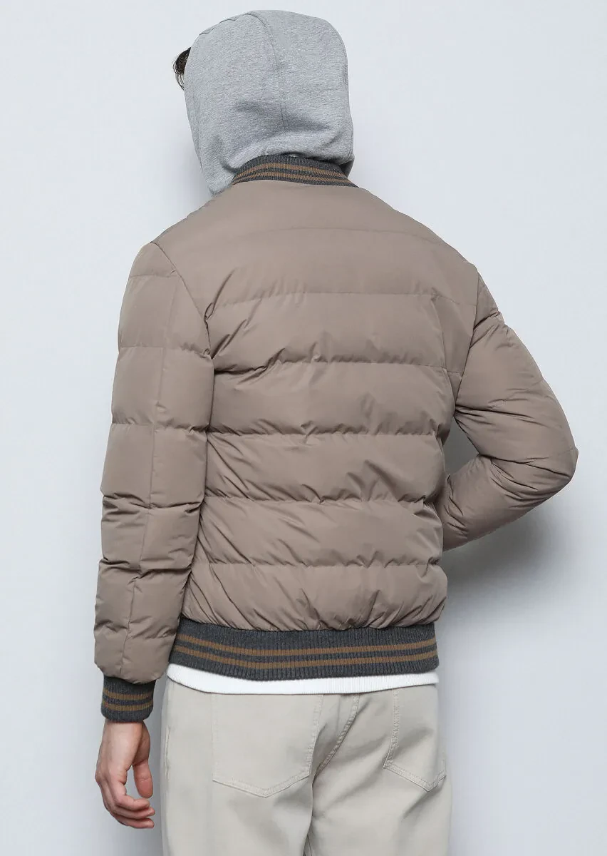 Deve Tüyü Regular Fit Dik Yaka Casual Dokuma Mont - 5