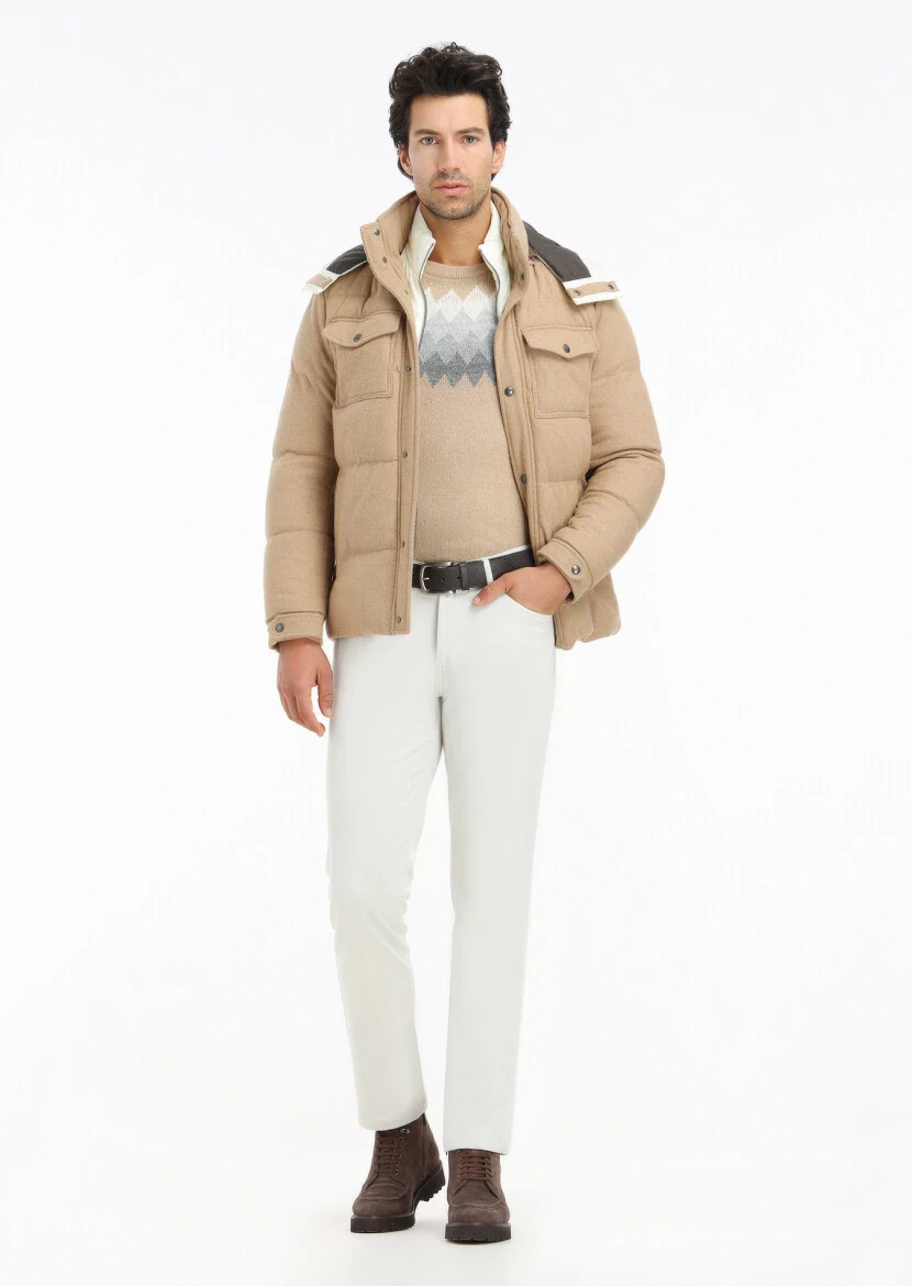 Deve Tüyü Regular Fit Kapüşonlu Casual Örme Kaban - 2