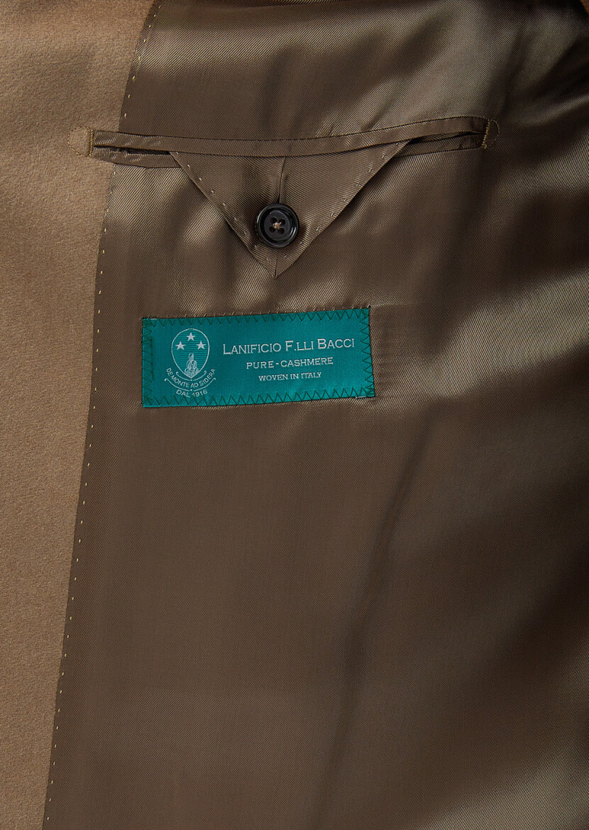 Deve Tüyü Regular Fit Kelebek Yaka Klasik Dokuma Palto - 7