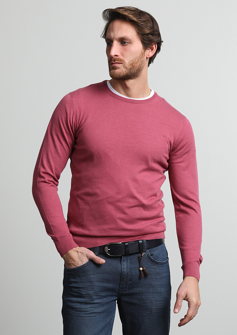Dusty Rose Color Knitwear Sweatshirt - 1