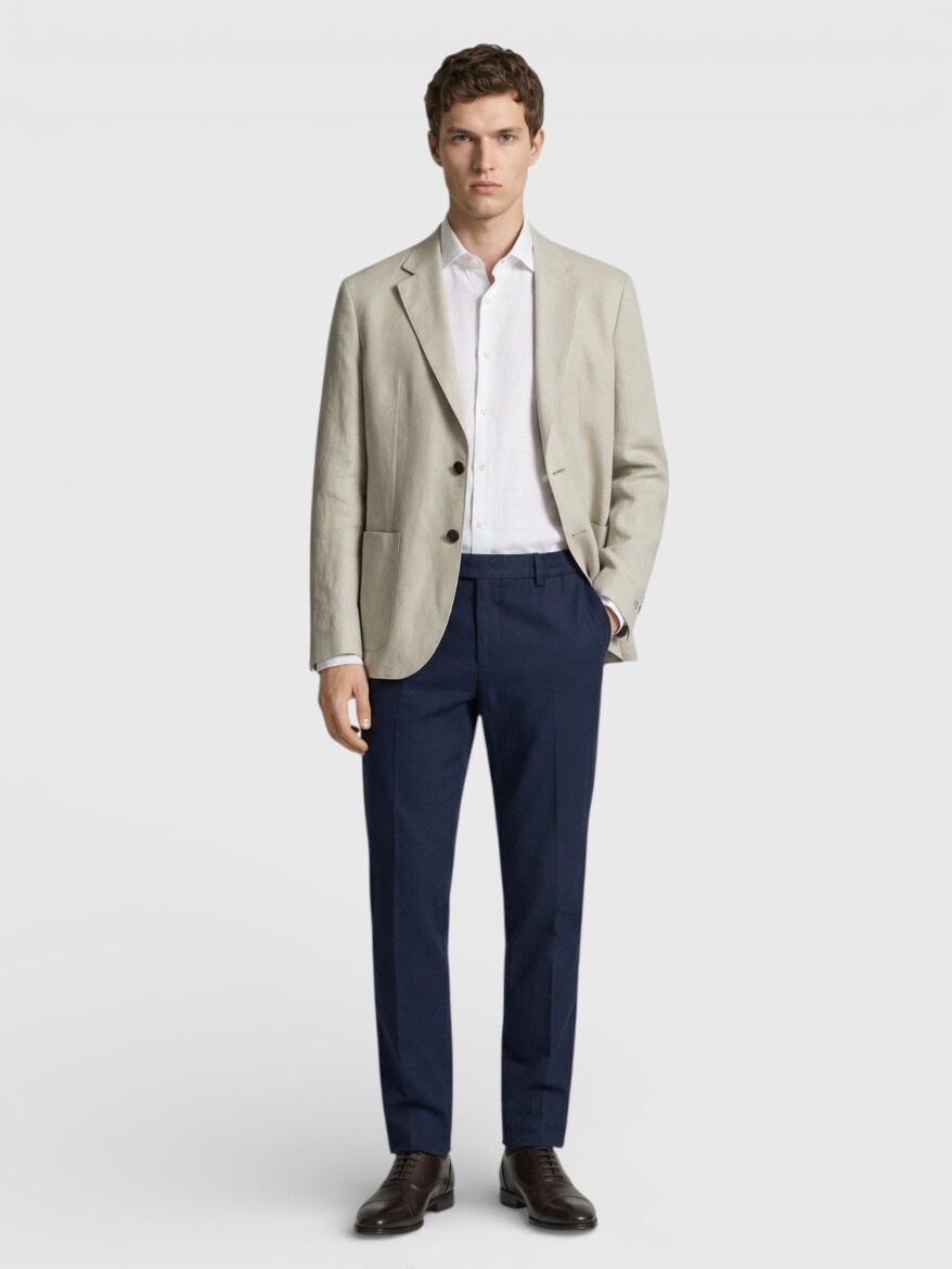 Ecru 100% Linen Jacket - RAMSEY