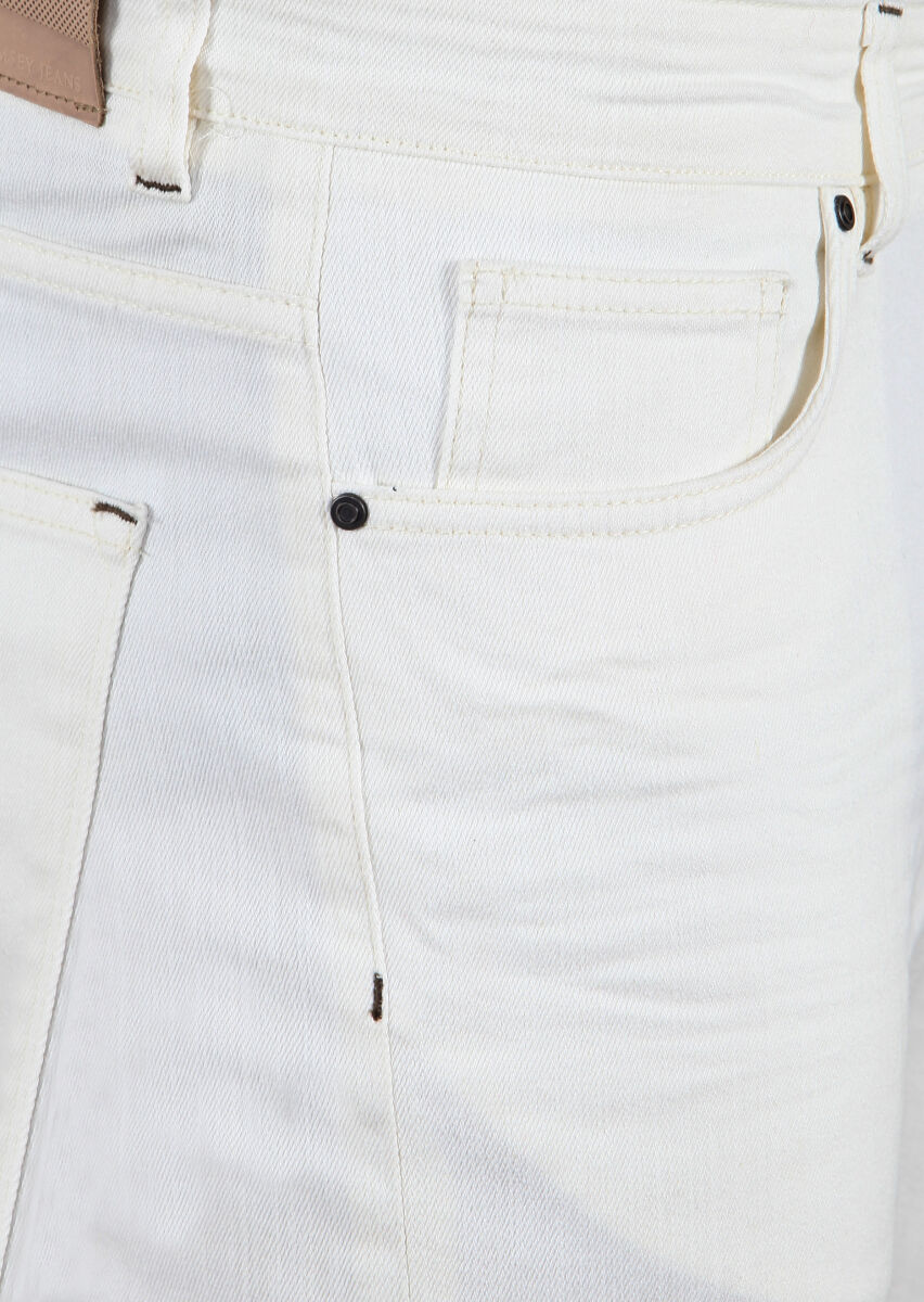 Ecru Cotton Blended Denim - 3