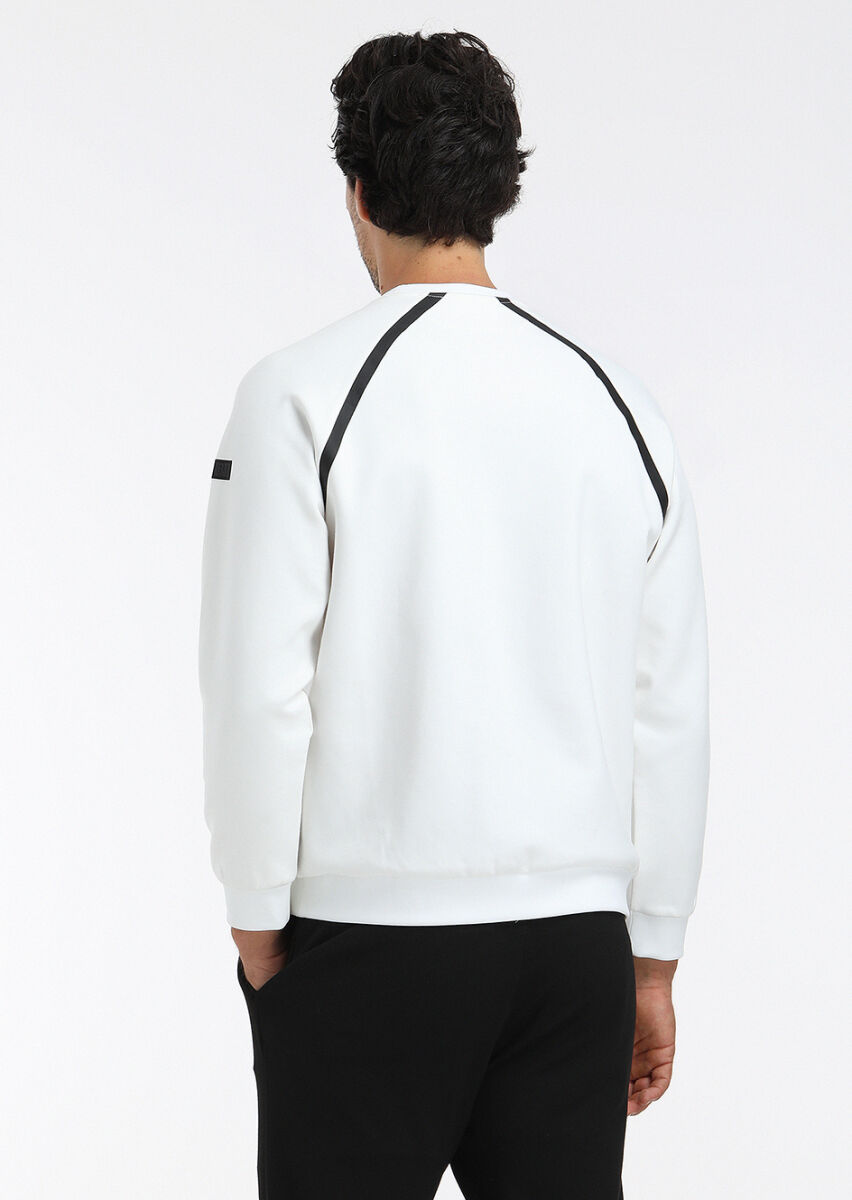 Ecru Crew Neck Plain Sweatshirt - 6