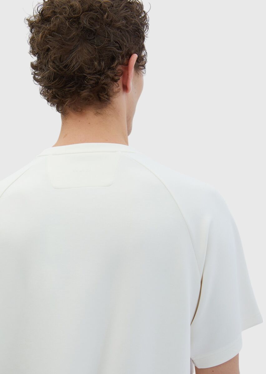 Ecru Crew Neck Plain Sweatshirt - 2