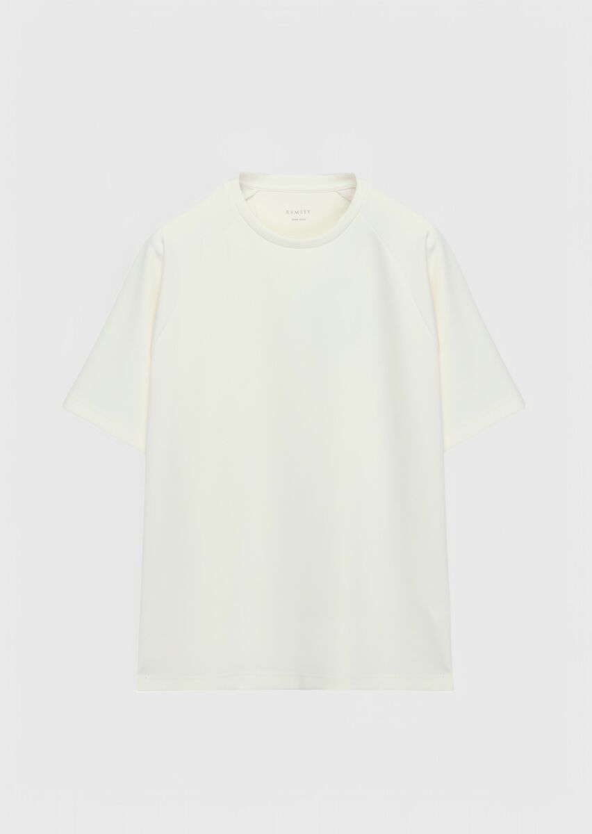 Ecru Crew Neck Plain Sweatshirt - 4