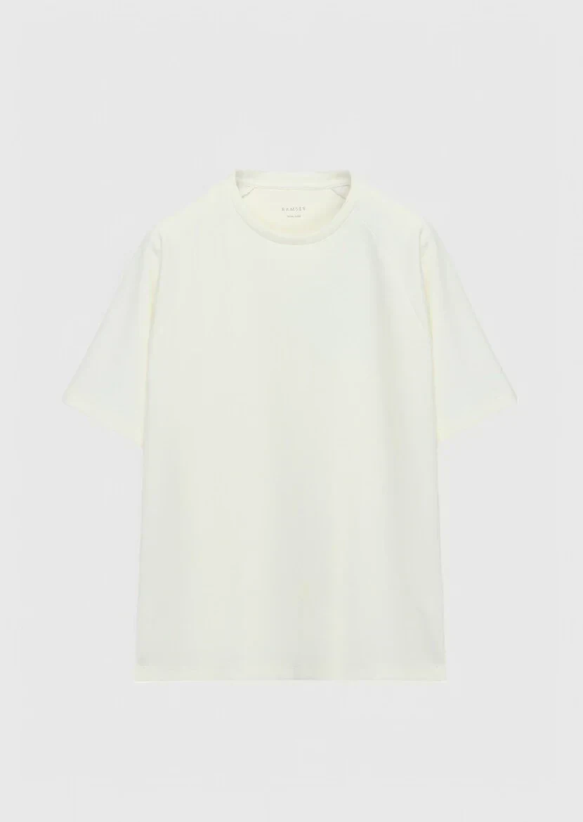 Ecru Crew Neck Plain Sweatshirt - 5