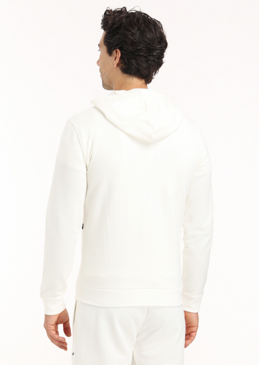 Ecru Hooded Plain Sweatshirt - 6