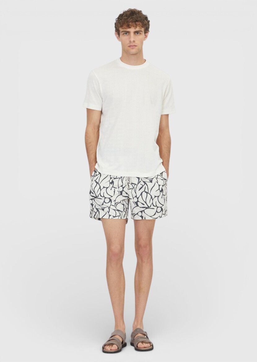 Ecru Jacquard 100% Cotton T-Shirt - RAMSEY