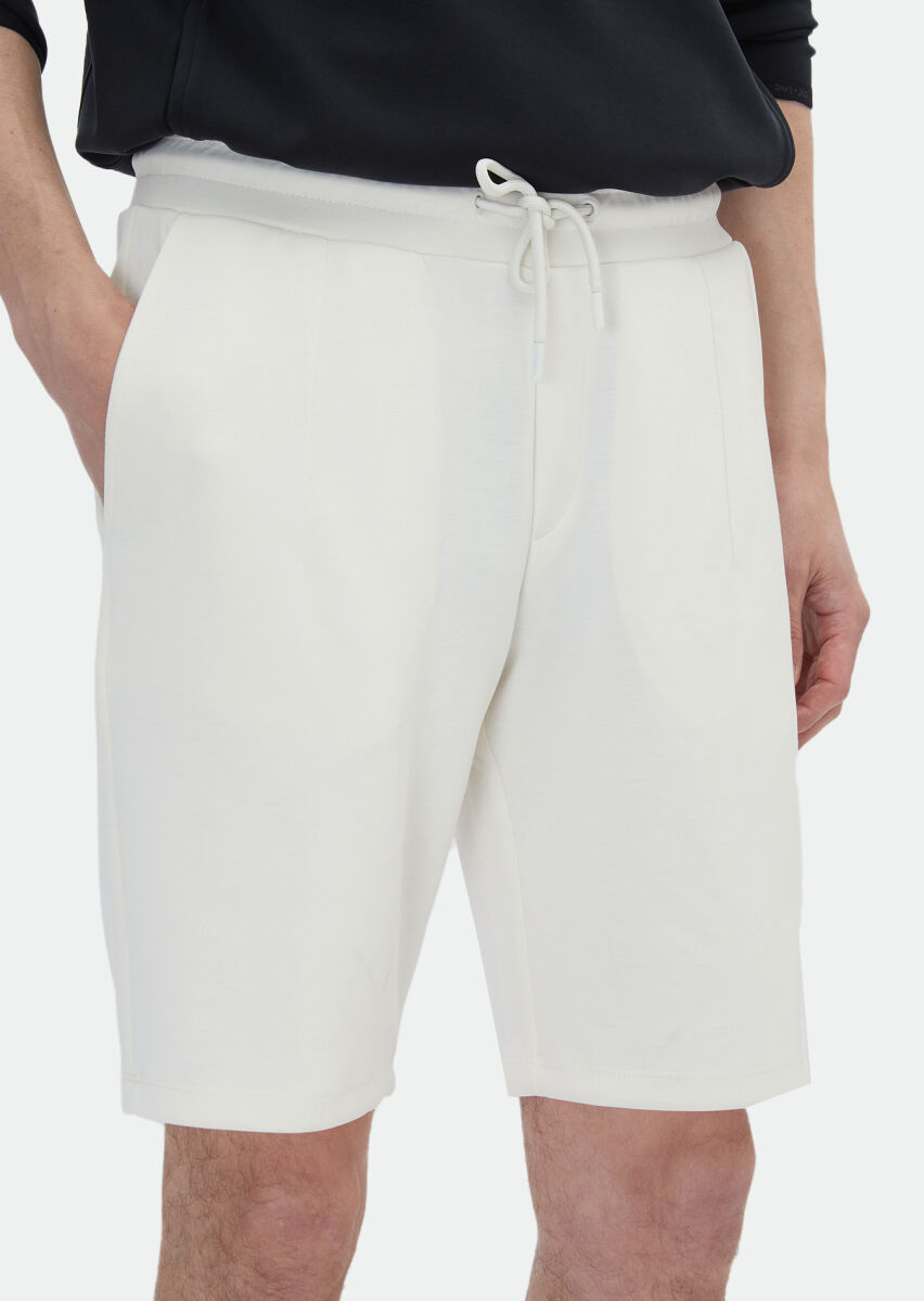 Ecru Knitting Jogging Fit Casual Bermuda - 4