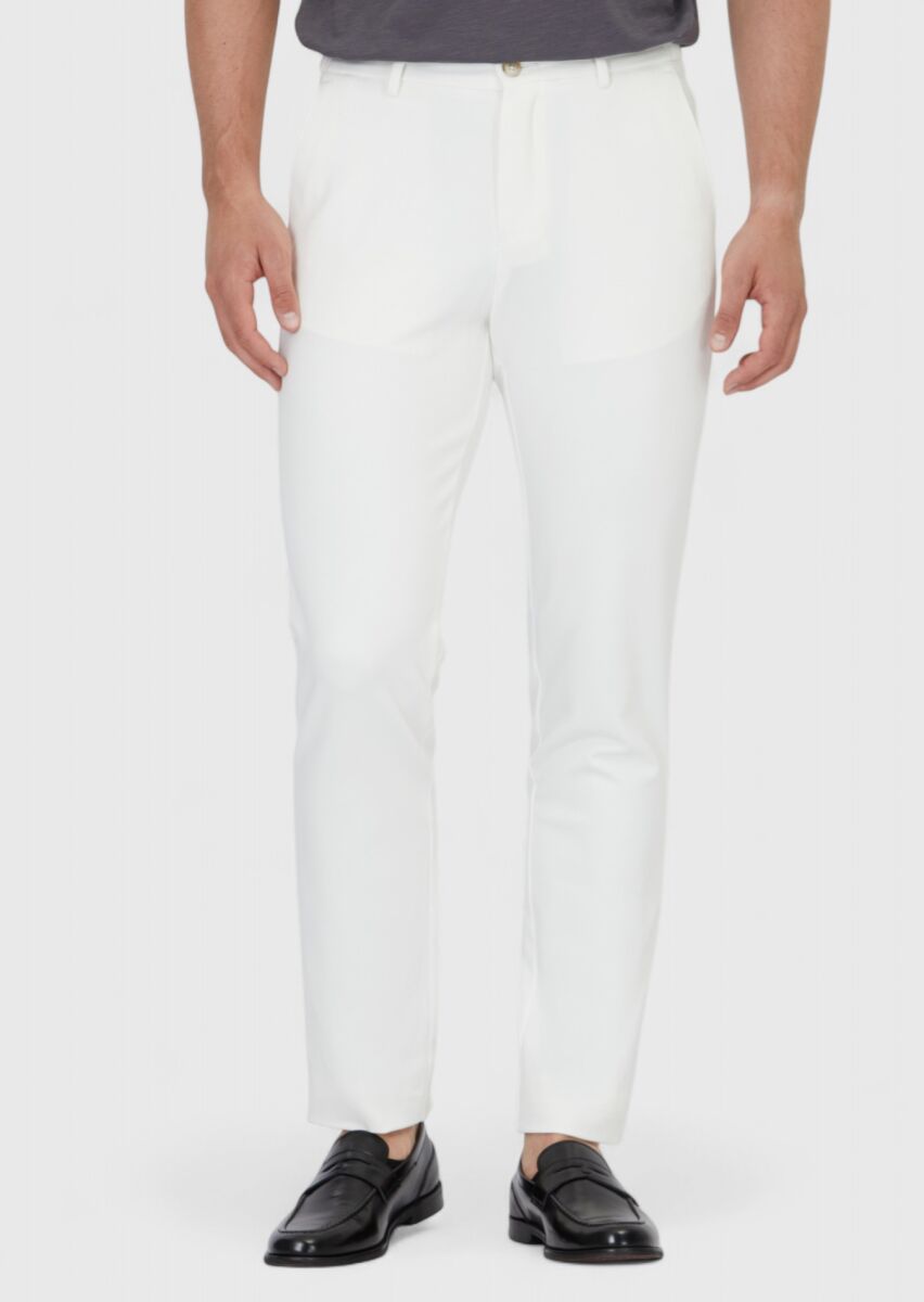 Ecru Knitting Jogging Fit Casual Trousers - 2