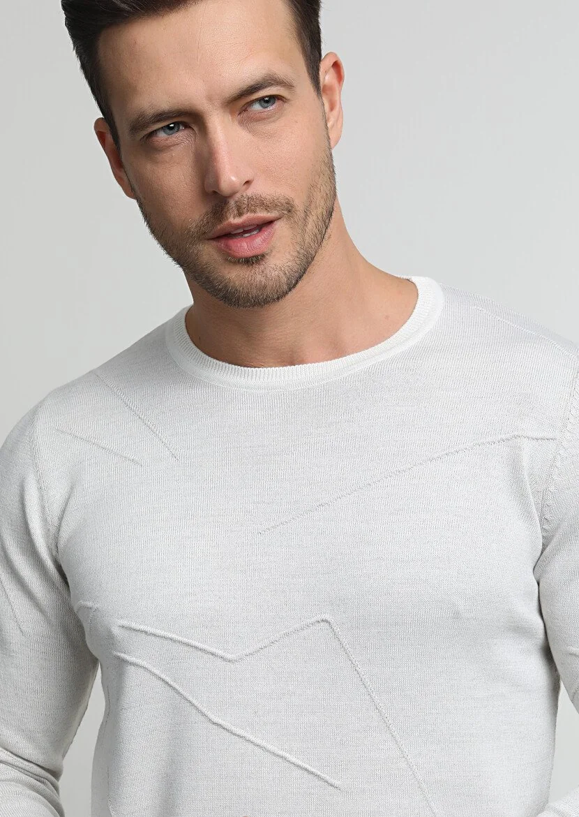 Ecru Knitwear Sweatshirt - 1