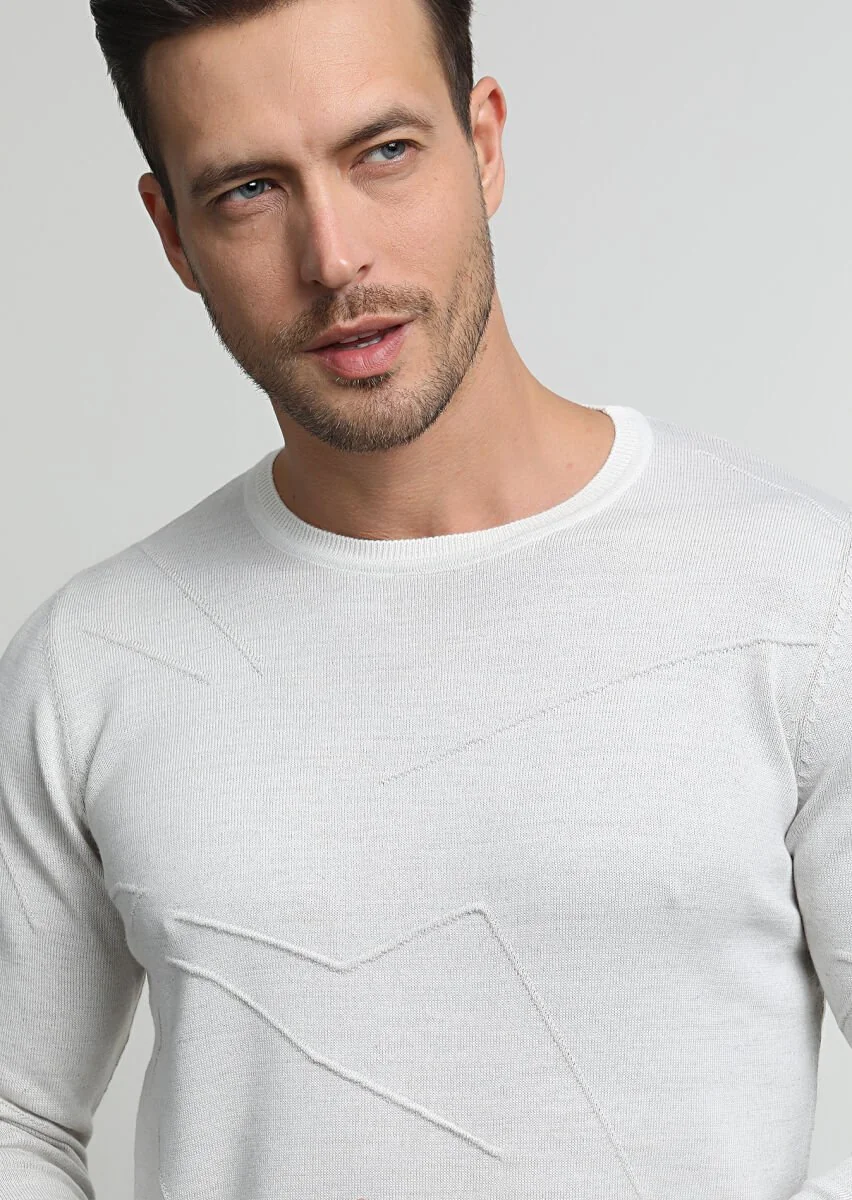 Ecru Knitwear Sweatshirt - 1
