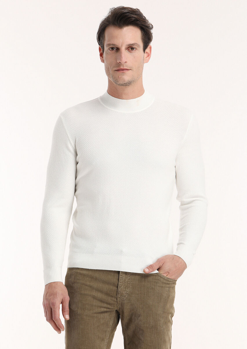 Ecru Knitwear Sweatshirt - 3
