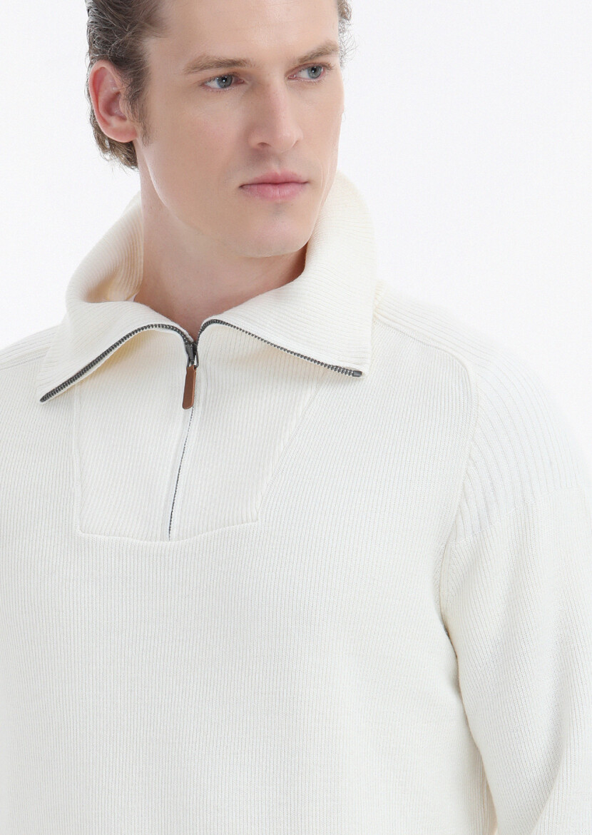 Ecru Knitwear Sweatshirt - 3