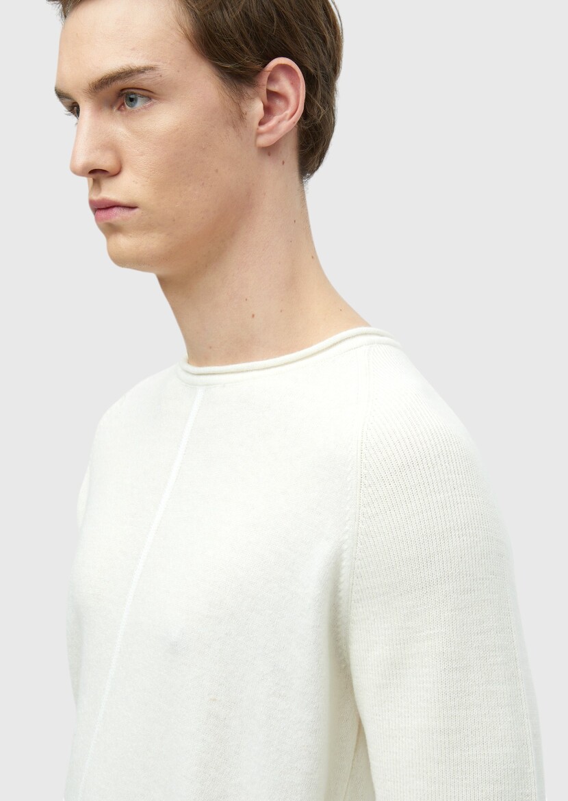 Ecru Knitwear Sweatshirt - 4