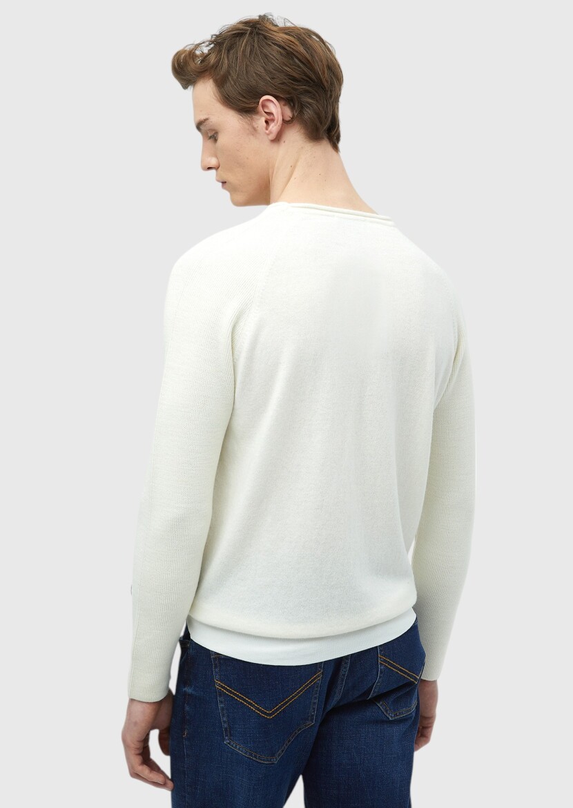 Ecru Knitwear Sweatshirt - 5