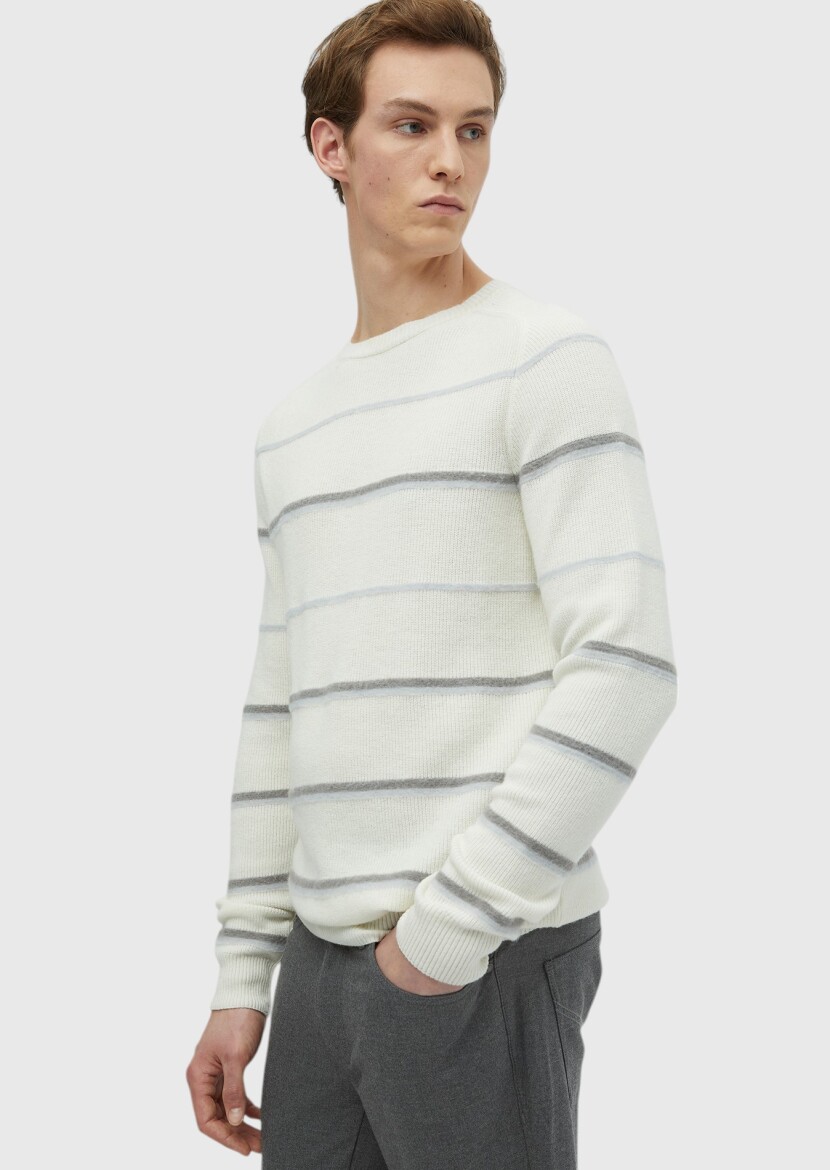 Ecru Knitwear Sweatshirt - 1