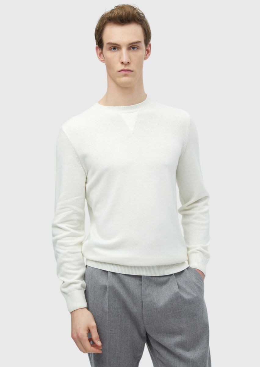 Ecru Knitwear Sweatshirt - 1