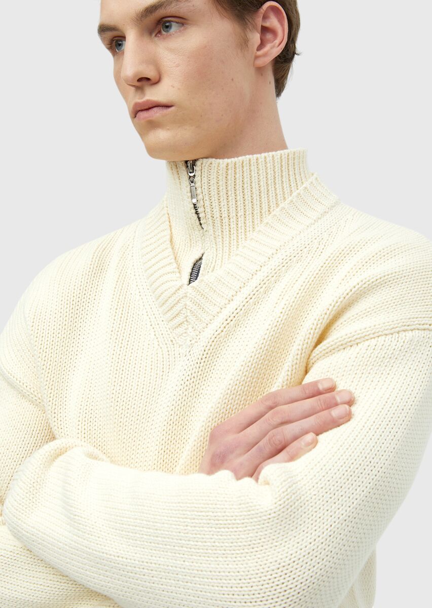 Ecru Knitwear Sweatshirt - 5