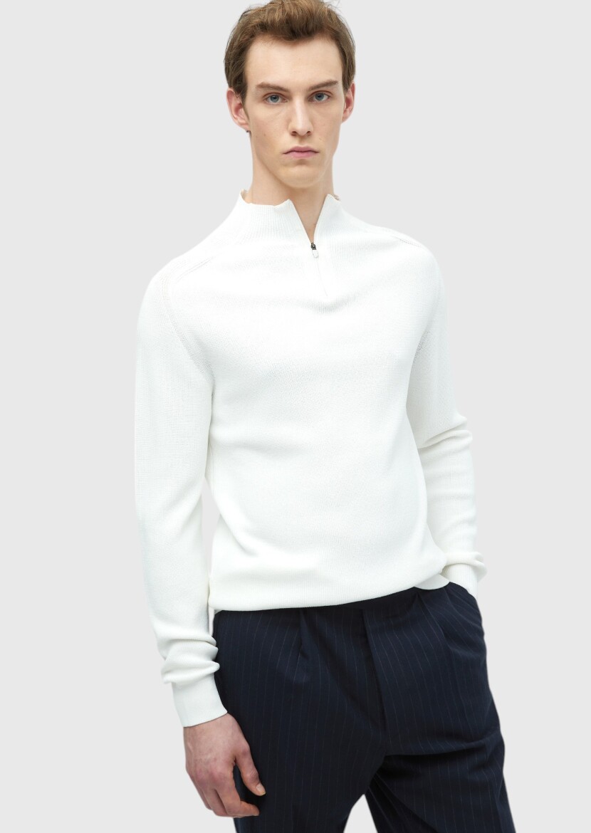 Ecru Knitwear Sweatshirt - 3