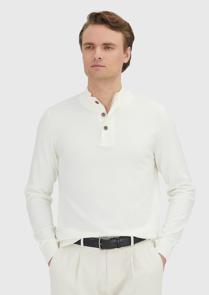 Ecru Knitwear Sweatshirt - 1