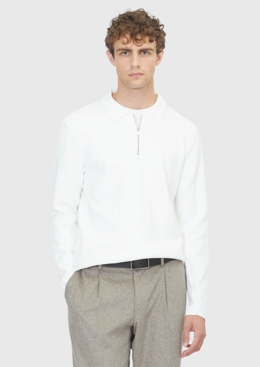 Ecru Knitwear Sweatshirt - 1