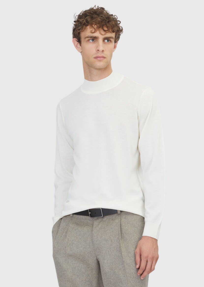 Ecru Knitwear Sweatshirt - 1