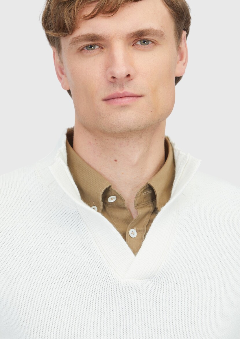 Ecru Knitwear Sweatshirt - 3