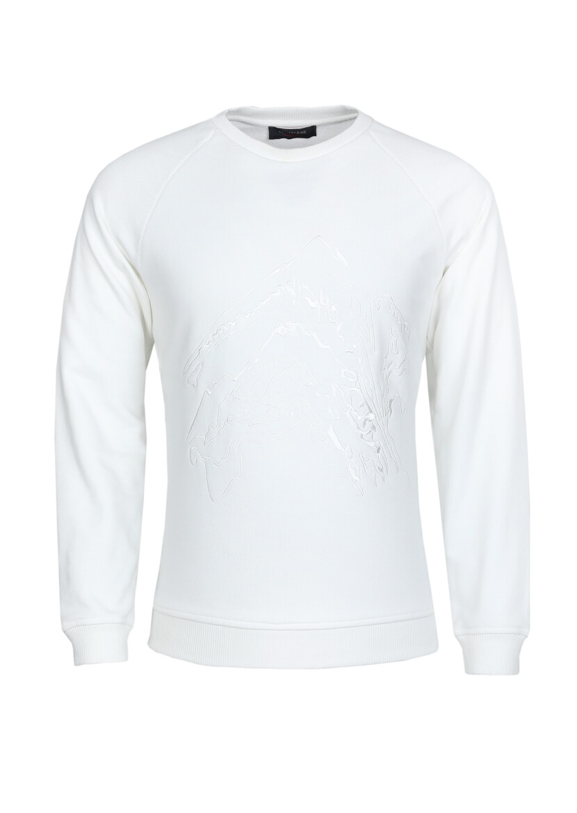 Ecru Patterned Sweatshirt - 6