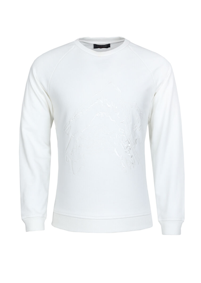 Ecru Patterned Sweatshirt - 6